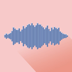 Flat isometric music wave icon made of peak lines