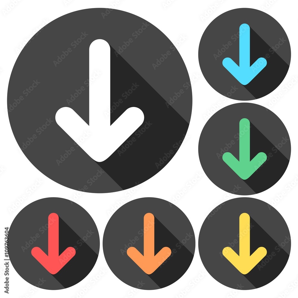 Poster Arrow vector icons set with long shadow