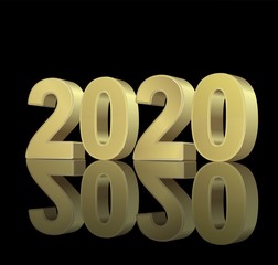 2020 gold title on the black background, vector illustration