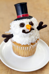 snowman face cupcake