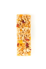 muesli bars with  dried fruit on isolated background