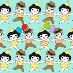 It is Happier Holiday With You Card Character illustration