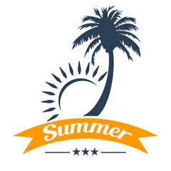 Summer tropical palm tree and sun design