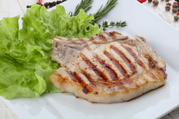 Grilled pork steak