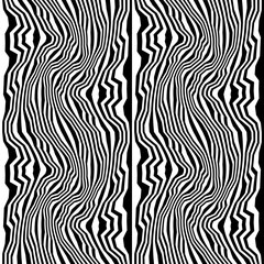 Fototapeta na wymiar Vector hipster abstract geometry trippy pattern with stripes , black and white seamless geometric background, subtle pillow and bad sheet print, creative art deco, simple wood texture 