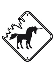 sign danger warning caution unicorn horse evil monster unicorn