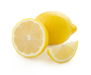 Lemon sliced with clipping path on white background.
