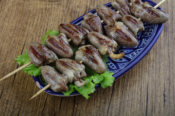 Chicken hearts skewer
