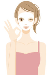 シートマスク　美容　マルを表現する女性