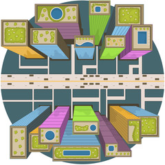 city buildings top view