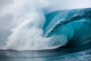 Close-up of wave breaking over reef, Tahiti, French Polynesia
