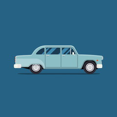 Retro car.Vector flat isolated illustration. Vintage Design.