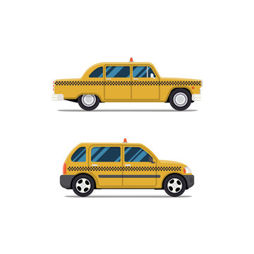 vector modern flat design. Yellow Taxi car. City service transport icon