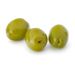Green olives fruits isolated on white background cutout
