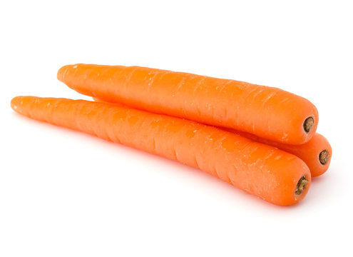 Sweet raw carrot tuber isolated on white background cutout