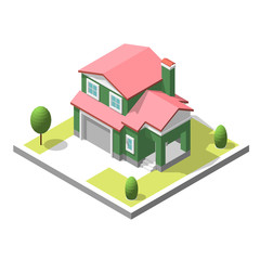 isometric buildingt. Flat style. Vector illustration Urban and Rural House.