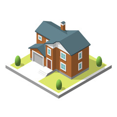 isometric buildingt. Flat style. Vector illustration Urban and Rural House.