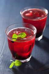 refreshing blueberry drink with lime and mint