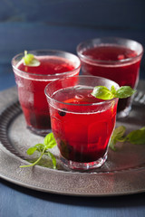 refreshing blueberry drink with lime and mint