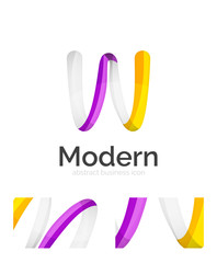 Abstract 3d swirl ribbon logo template with business card corporate identity design