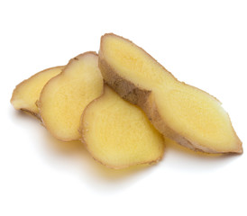 Fresh ginger root or rhizome isolated on white background cutout