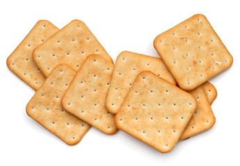 Dry cracker cookies isolated on white background cutout