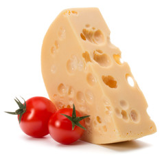 Cheese block isolated on white background cutout