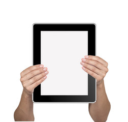Hands are holding Tablet PC Isolated