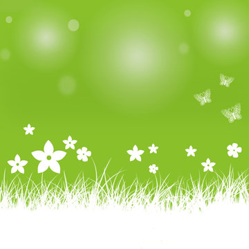 Green spring background with place for text