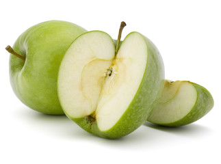 Green sliced apple isolated on white background cutout