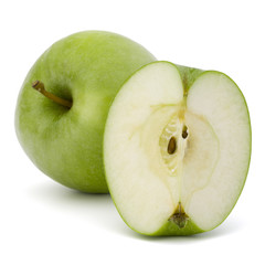 Green sliced apple isolated on white background cutout