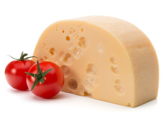 Cheese block isolated on white background cutout