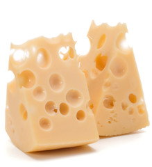 Cheese block isolated on white background cutout