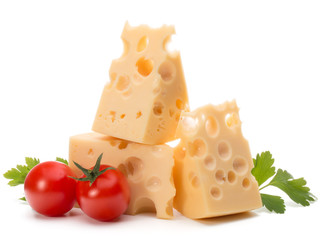 Cheese block isolated on white background cutout