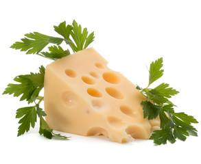 Cheese block isolated on white background cutout