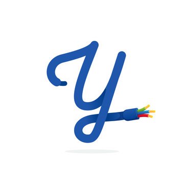 Y letter logo formed by electric cable.