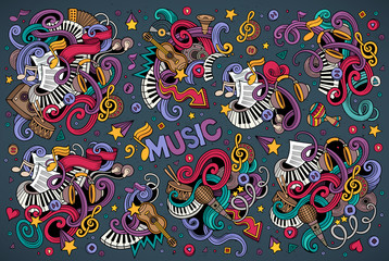 Fototapeta premium Colorful vector hand drawn Doodle cartoon set of objects