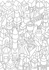 drawing of geometric forms on a paper illustration