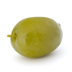 Green olive fruit isolated on white background cutout