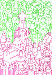 hand drawn buildings/houses