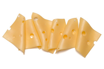 cheese slices isolated on white background cutout