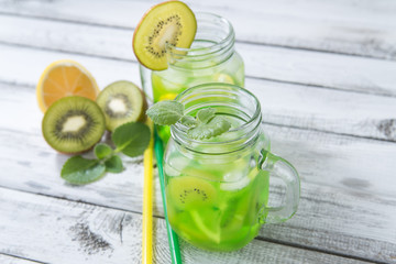 homemade lemonade with  kiwi