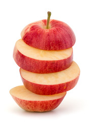 Red sliced apple isolated on white background cutout