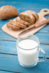 fresh healthy milk and bread
