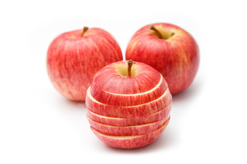 Sliced apple over white background