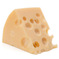 Cheese block isolated on white background cutout