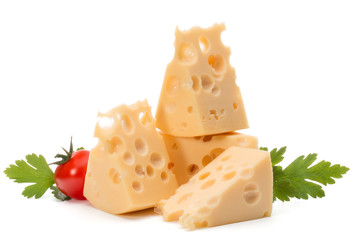 Cheese block isolated on white background cutout