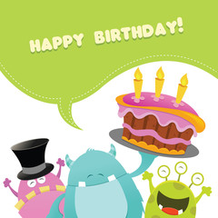 Monster Birthday Card Illustration