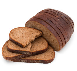 Fresh sliced rye bread loaf isolated on white background cutout