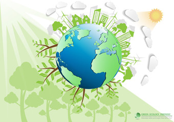 Ecology connection  concept background . Vector infographic